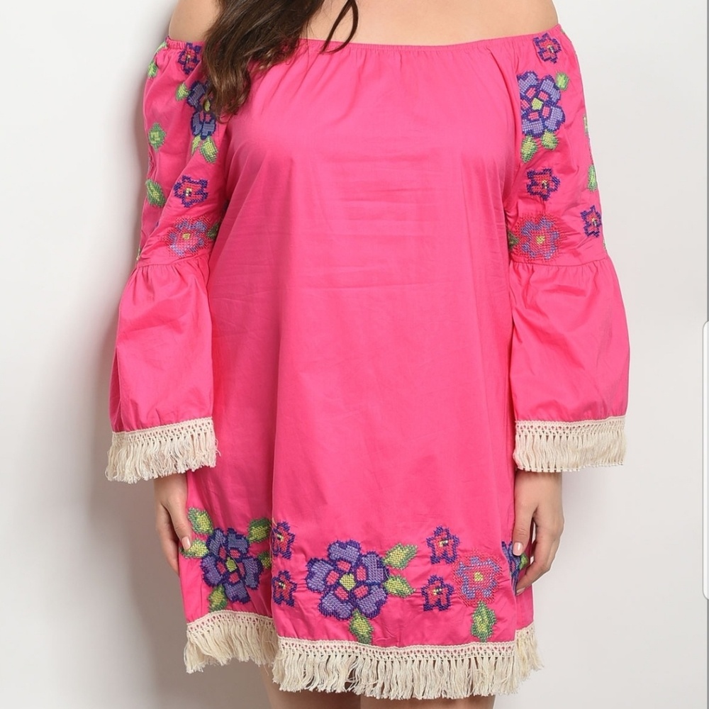 hot pink summer boho dress